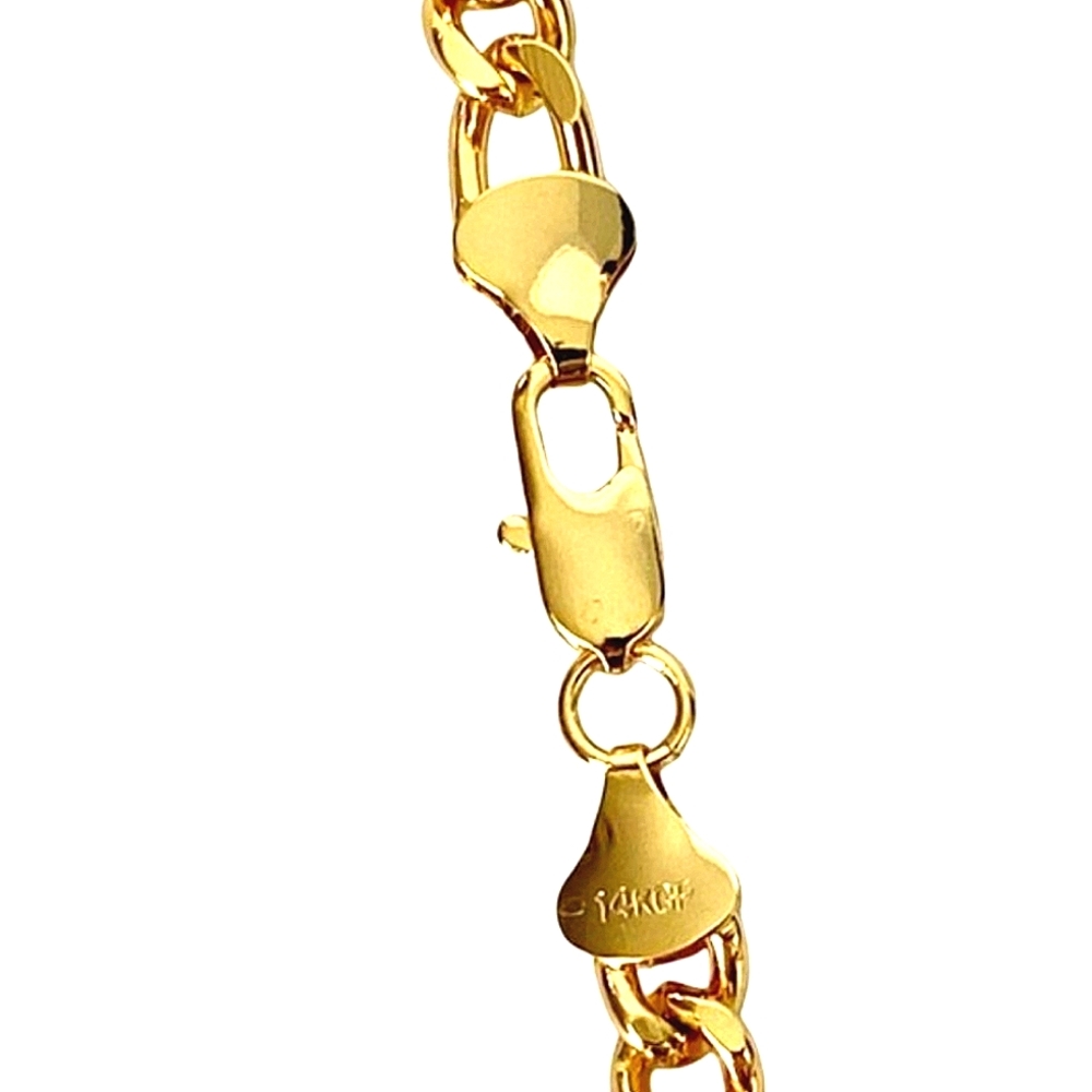 14K 24" FIGARO LINK CHAIN 7 mm Gold Necklace-USA MADE. Marked 14kt GP - Picture 4 of 6